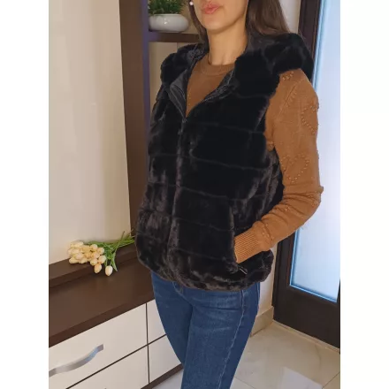Ashley Szőrmés Mellény Fekete L